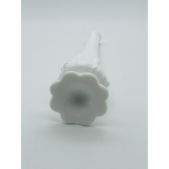 VTG Fenton Swung Vase White Milk Glass Cabbage Rose 10.5” Inch Petal Base MCM - Picture 7 of 7